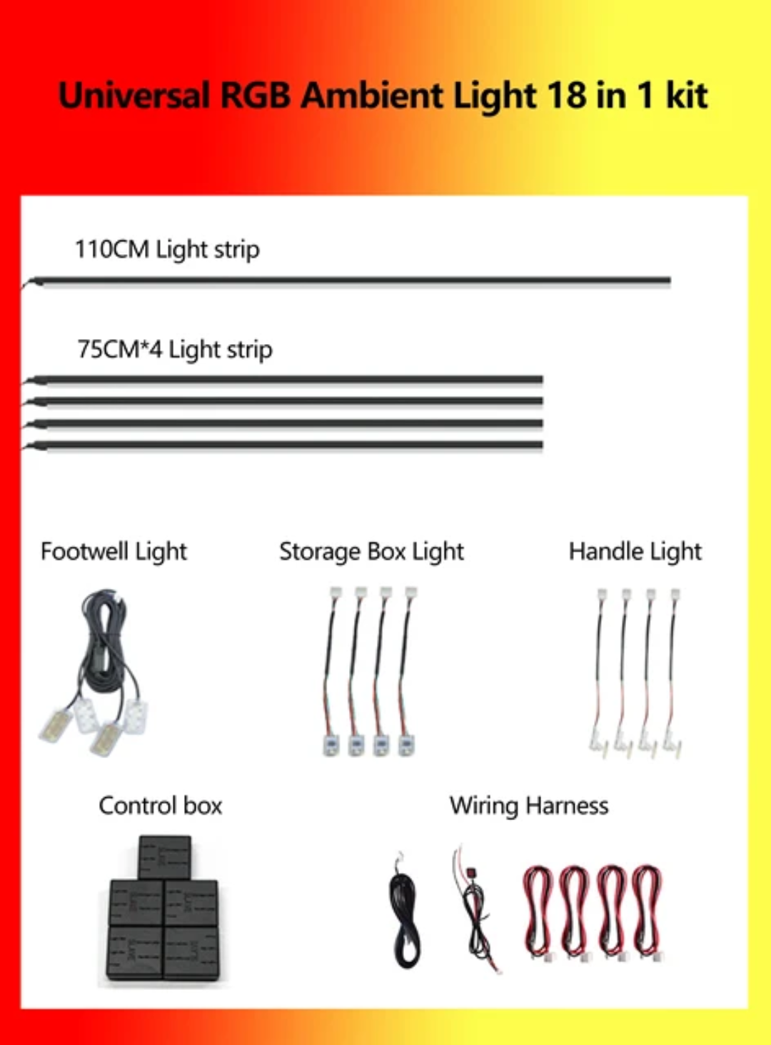 64-Color RGB LED Interior Ambient Light โ App Controlled | 1-Year Warranty | Free Shipping | Universal