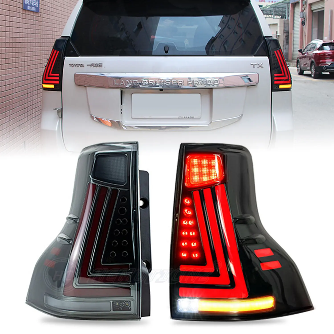 Toyota Land Cruiser Prado Premium Full LED Sequential Tail Lights | Smoked Lens | Plug & Play | OEM Fit
