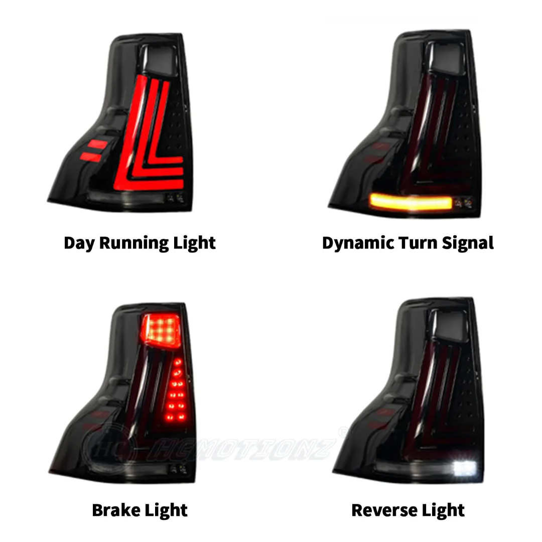 Toyota Land Cruiser Prado Premium Full LED Sequential Tail Lights | Smoked Lens | Plug & Play | OEM Fit