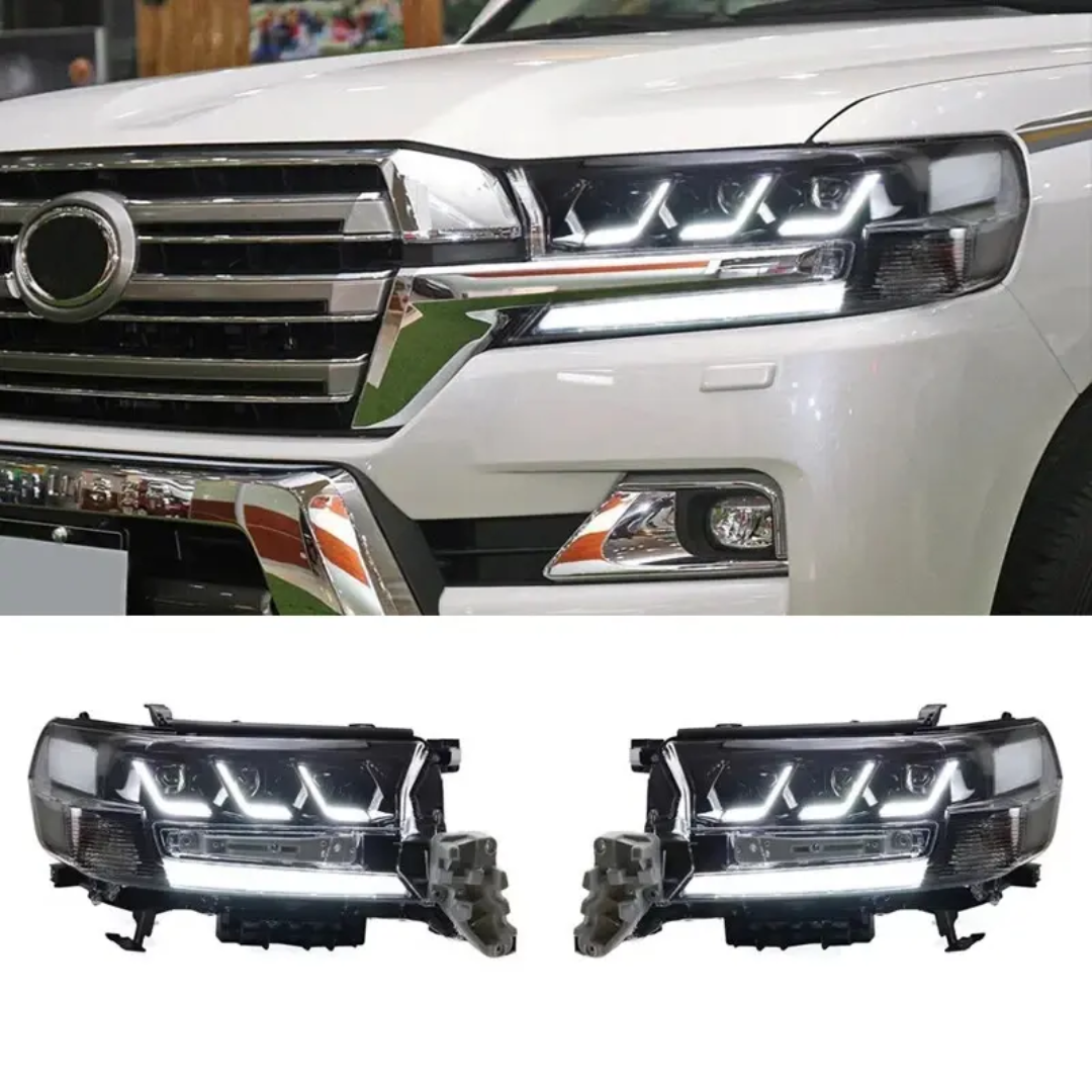 2PCS LED Sequential Headlights for Toyota Land Cruiser 2016–2021, Full LED Projector Headlamp Assembly, Dynamic Turn Signal, Premium Front Lighting Upgrade, Plug & Play Design, 1-Year Warranty