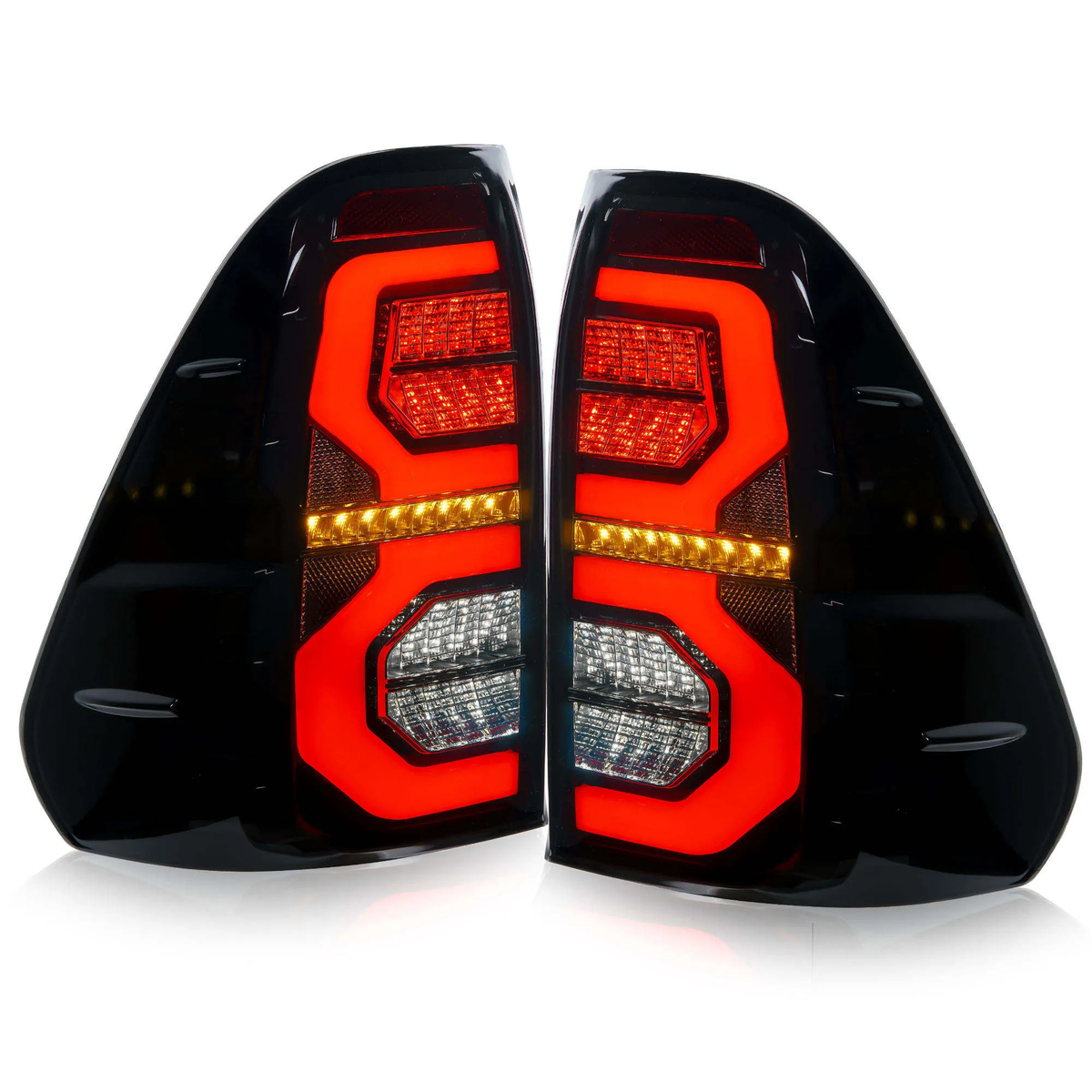 Toyota Hilux Revo LED Taillights, Sequential Turn Signal, Full LED Rear Lamp Assembly, Smoked Lens, Plug & Play, Premium Pickup Upgrade