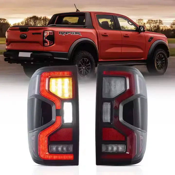 Ford Ranger LED Taillights, Sequential Turn Signal, Full LED Rear Lamp Assembly, Smoked Lens, Plug & Play, Premium Truck Upgrade