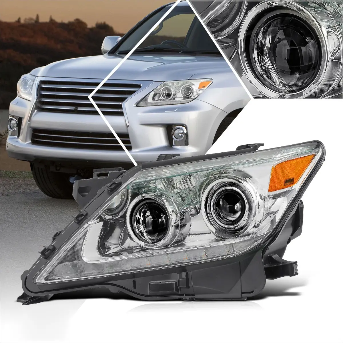 Lexus LX570 Premium LED Headlights, Full LED Headlamp Assembly, Front Lighting Upgrade, Left & Right Set, Premium OEM-Style Design
