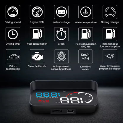 M10 HUD OBD2 Head-Up Display — Real-Time Speed, RPM & Engine Data on Your Windshield