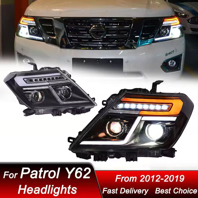 Nissan Patrol Y62 Full LED Headlights with Sequential Turn Signal & DRL — 2012–2019 (Pair)