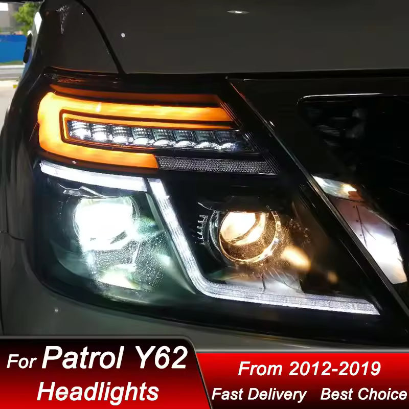 Nissan Patrol Y62 Full LED Headlights with Sequential Turn Signal & DRL — 2012–2019 (Pair)