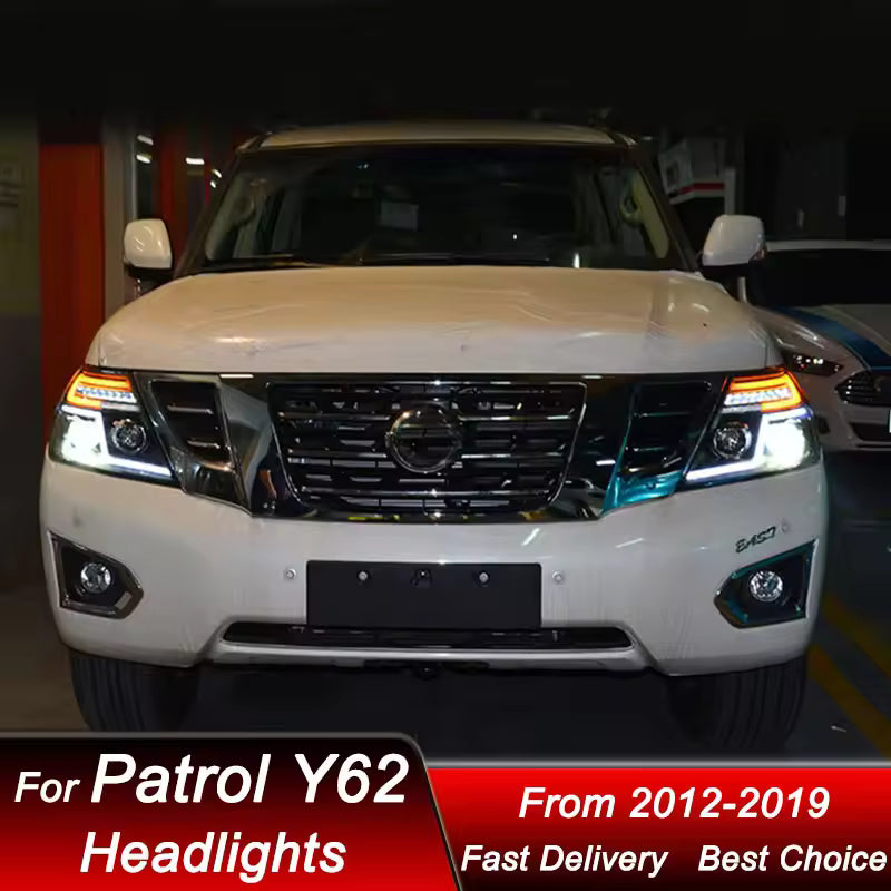 Nissan Patrol Y62 Full LED Headlights with Sequential Turn Signal & DRL — 2012–2019 (Pair)