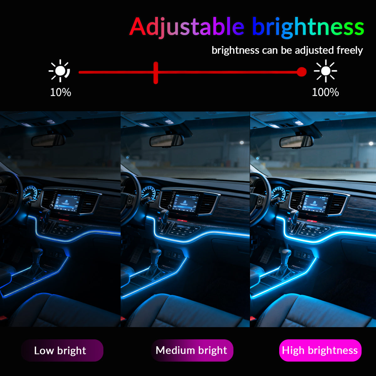 64-Color RGB LED Car Interior Ambient Lighting Kit – Ultra-Thin Acrylic Symphony Light Strip with Smart App & Remote Control | DIY Cutable & Bendable (Universal Fit)