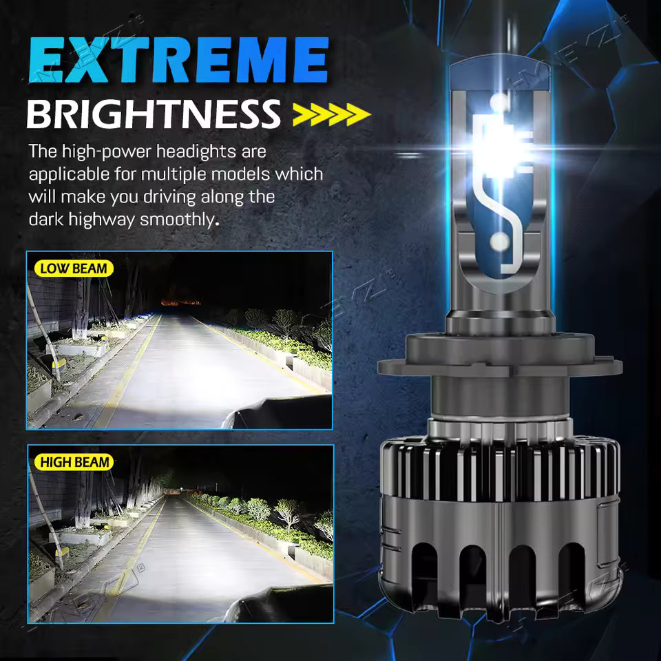 4800W Tri-Color LED Headlight Bulbs with Dual Projector Lens – 3000K/4300K/6000K, H4  H11 9005 9006