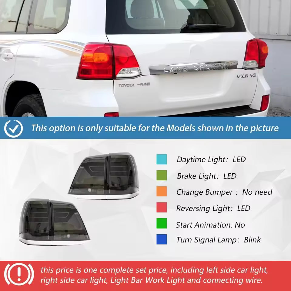 Toyota Land Cruiser 200 Series LED Tail Lights with Sequential Turn Signal — 2008–2015 (Pair)