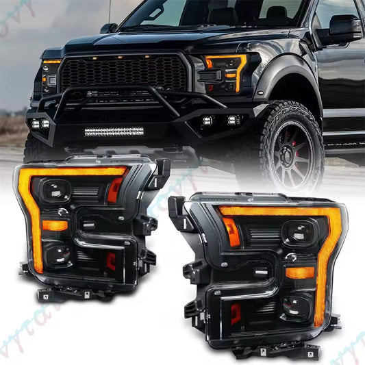 Ford F-150 Raptor LED Headlights with Sequential Turn Signal & DRL — 2015–2017 (Pair)