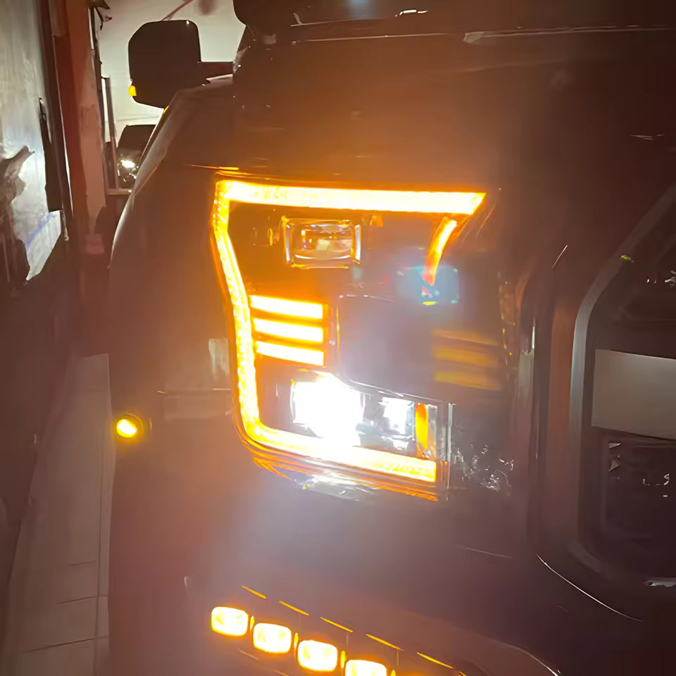 Ford F-150 Raptor LED Headlights with Sequential Turn Signal & DRL — 2015–2017 (Pair)