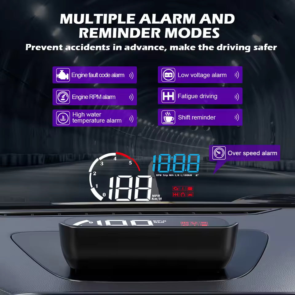M10 HUD OBD2 Head-Up Display — Real-Time Speed, RPM & Engine Data on Your Windshield