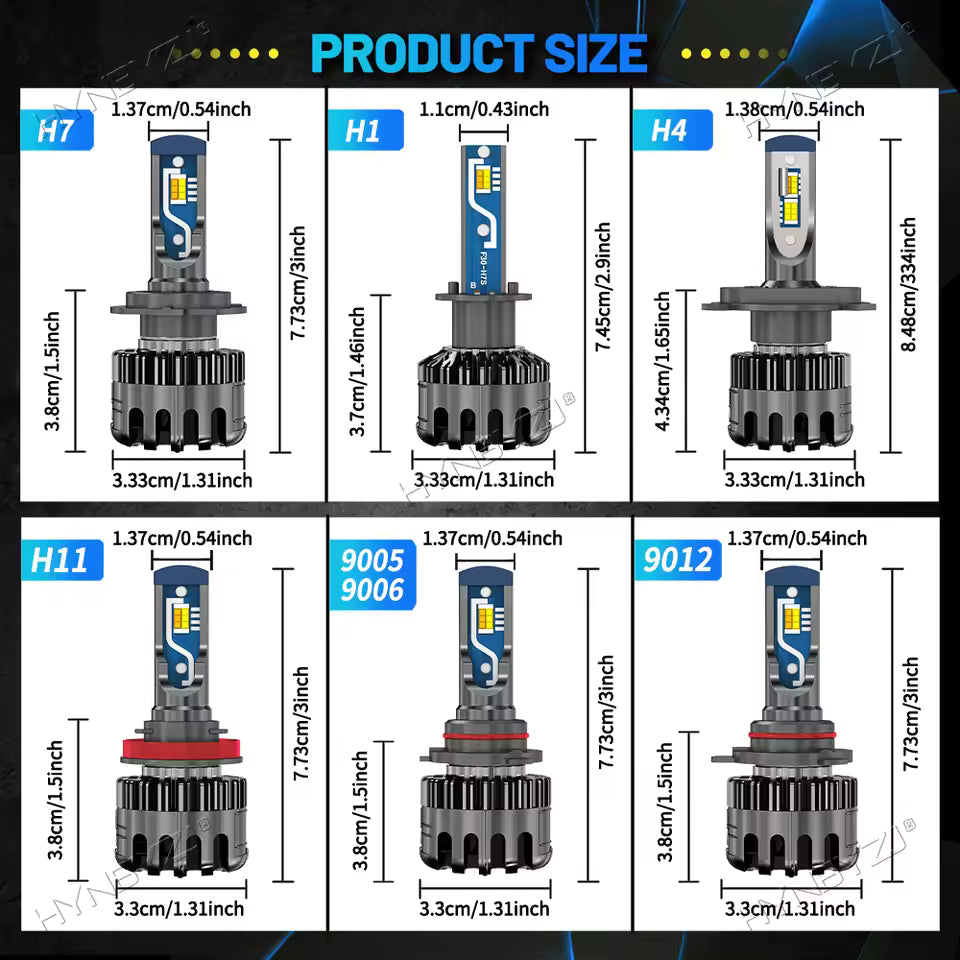 4800W Tri-Color LED Headlight Bulbs with Dual Projector Lens – 3000K/4300K/6000K, H4  H11 9005 9006